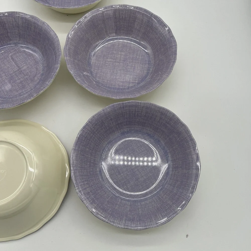 Target Home Melamine Bowls Purple‎ White Plaid~Beige Bottom~ Set Of 5~EUC